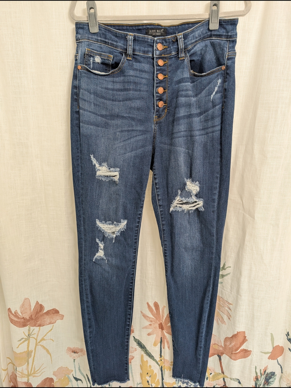 Judy Blue Button Fly Distressed Skinny Jeans Size 14W